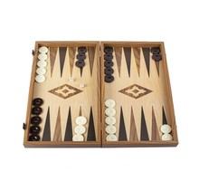 Eik en Walnoot houtprint Backgammon set - Luxe - 30x17 cm