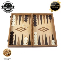 Reis-editie  Eik en Walnoot houtprint Backgammon set - Luxe - 20x12 cm