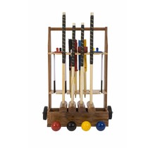 Engelse Tuin Croquet Set - Tuinspel - prachtige originele set, 4-persoons met Trolley Klasse en Geweldig