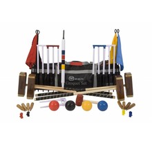 Master-Krocket-Set – Englisches Gartenspiel – 4 Personen, 16-mm-Stahltore, Kunststoffbälle, Schlägerqualität mit Tragetasche. Klasse und großartig