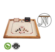 Carrom - Hardhout Kikar  ECO -  Officiële 74x74 cm - met TAFEL ®️Designed in UK - Prachtig afgewerkt - Kwaliteit & Klasse - Profi - ECO Made in India