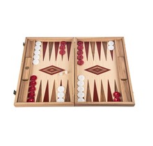 Backgammon Rood accenten - Eik en Walnoot - Prachtig 38x23cm