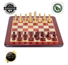 Staunton Schachspiel, Red Sandal Rosewood, Königshöhe 62 mm - 36x36 cm Brett