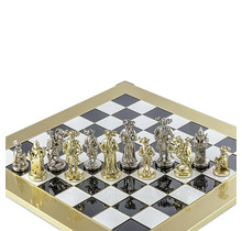 Schachbrett Gold Silber Schwarz - Griechische Mythologie - 48x48 cm Brett