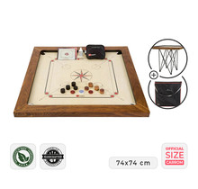 Grootmeester Carrom set - 16 kg - Hartholz India - mit Tasche - ®️Designed in UK - wunderschön verarbeitet - Qualität und Klasse – ECO Made in India