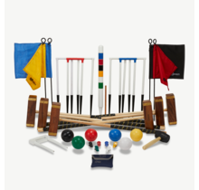 Meester Croquet set, 6 persoons, ultieme set, 16 mm dikke poorten, 16 oz kunststof ballen, absoluut top.