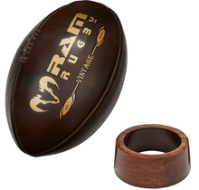 Vintage Rugby Bal met Houten Presentatie Standaard