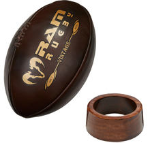 Vintage Rugbyball mit Präsentationsständer aus Holz