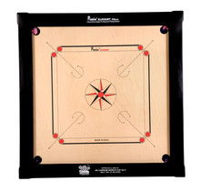 Jumbo 32mm Spielbrett Deluxe Elegantes Carrom Board 12,7cm x 5cm dicke Hartholzseiten - komplett mit Pulversteinen und Striker