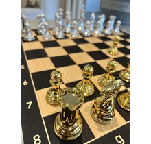 Schach - Metall Superluxe 1,6 kg. - 56 x56 cm Brett - Silber und Gold