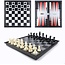 Doctor Sport Chess Game 3-in-1 Checkers Backgammon Magnetic and Box - 32x32x5 cm Black White Staunton Figuren und Dame und Backgammon Steine.