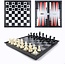 Doctor Sport Schaakspel 3-in-1 Dammen Backgammon Magnetisch en Kist - 32x32x5 cm Zwart Wit Staunton figuren en dam en backgammon stenen.