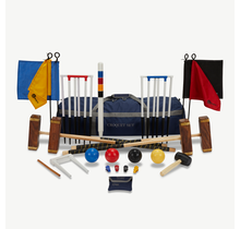 Meester Croquet set, 4 persoons, 16 mm stalen poorten, kunststof ballen, club-kwaliteit