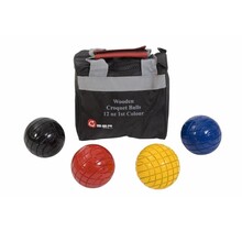 4 houten croquet ballen - 340 gr - nette tas