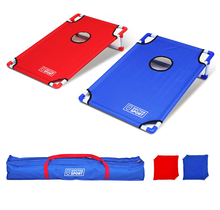 Dubbele U.S.A. CORNHOLE set Blauw-Rood in luxe draagtas - 8 bean bags - Prachtig Werpspel