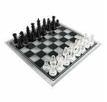 Glass Schachspiel - 25 x 25 cm - Glasschachspiel erhöhte Füße
