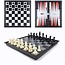 Decathlon Schaakspel 3-in-1 Dammen Backgammon Magnetisch en Kist - 32x32x5 cm Zwart Wit Staunton figuren en dam en backgammon stenen.