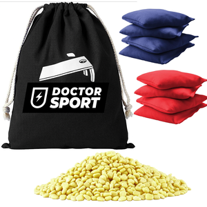 Decathlon Bean Bags Echte Maiskorner Synthetisch in Tragetasche 4x Rot 4x Blau 400 Gramm