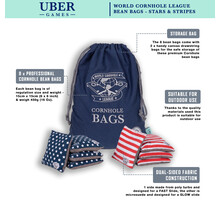 World Cornhole League - 8 Bean Bags - Slow & Fast side - in luxe Tas - Profi - USA vlag design