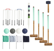Englisches Garten-Krocket-Set – wunderschönes originelles Gartenspiel – für 4 Personen mit Werkzeugset. Krocket-Kroketten Klasse und großartig
