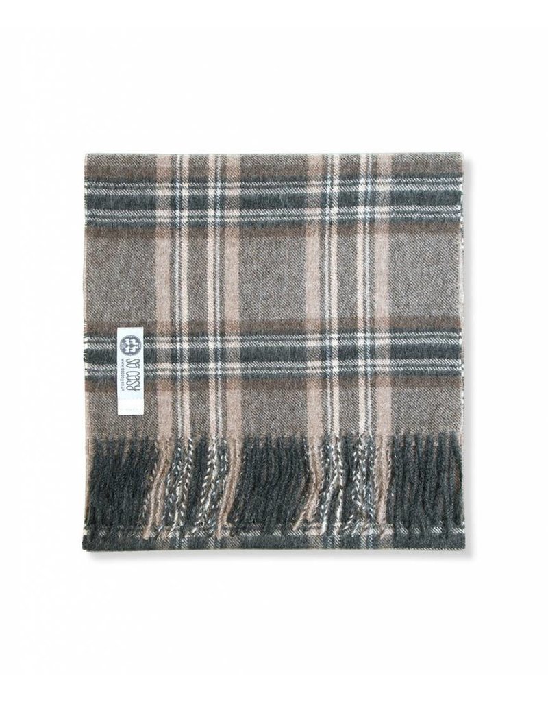 So Cosy Plaid 100% Baby Alpaca wol Ruiten Donkerbruin/Beige