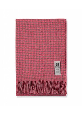 So Cosy Plaid 100% Baby Alpaca wol "Pied de poule" Koraal/Grijs