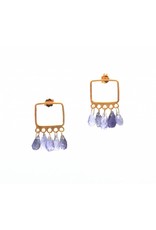 Tonia Makri Gold plated silver earrings with violet iolites gemstones