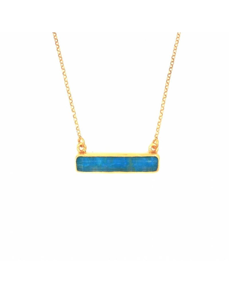 Tonia Makri Necklace silver plated with blue Chrysocolla and Quartz gemstone