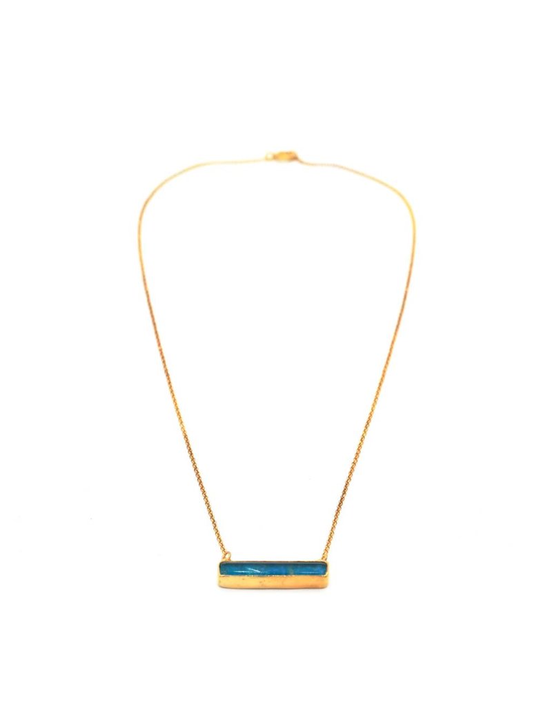 Tonia Makri Necklace silver plated with blue Chrysocolla and Quartz gemstone