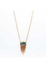 Tonia Makri Ketting zilver verguld met blauwe Chrysolcolla, Kwarts en aubergine Rhodolite edelstenen