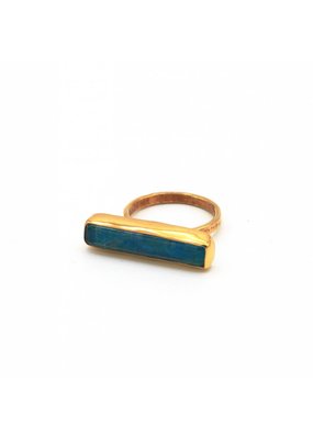 Tonia Makri Ring zilver verguld met blauwe chrysocolla en quartz edelstenen