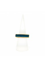 Tonia Makri Ring zilver verguld met blauwe chrysocolla en quartz edelstenen