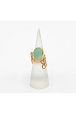 Tonia Makri Ring silver plated with light green Chrysoprase gemstone and Quartz