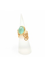 Tonia Makri Ring zilver verguld met lichtgroene Chrysopraas edelsteen en Kwarts