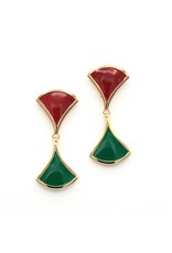 Earrings red and green triangles