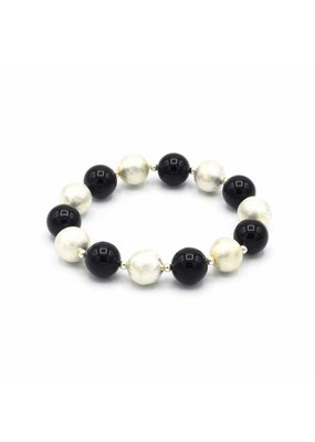 Beaded Bracelet Black &amp; Silver