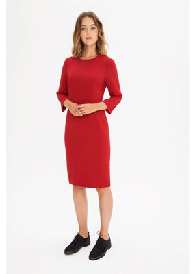 Zenggi Fitted Crepe Dress Warm Red