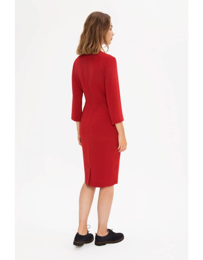 Zenggi Fitted Crepe Dress Warm Red