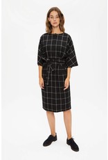 Zenggi Flannel Check Kimono Dress Black