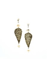 Vasso Galati Large gold plated silver wire earrings with pearls