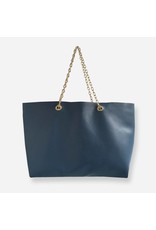 Clinch Leren Handtas met Kettingen Blauw