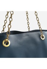 Clinch Leather Handbag with Chains Blue