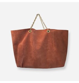 Clinch Handbag in Buckskin with Short Chains Brown