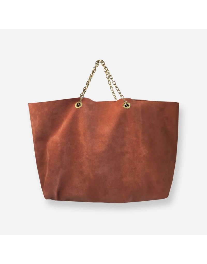 Clinch Handbag in Buckskin with Short Chains Brown