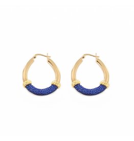 Barong Barong Earrings gold with stingray skin Blue