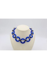 Short necklace with round blue links