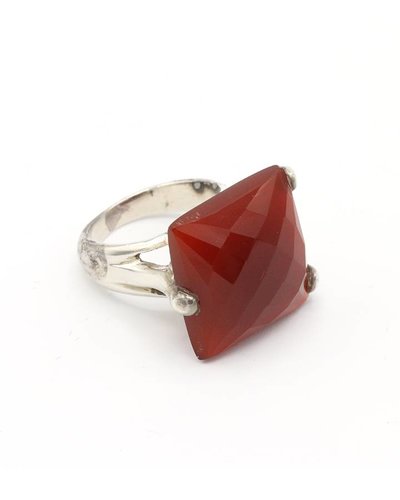 Ring vierkante steen oranje