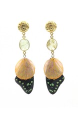 Barong Barong Earrings long with butterfly wing Black/Peach