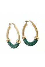 Barong Barong Earrings gold with stingray skin Green