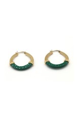 Barong Barong Earrings gold with stingray skin Green